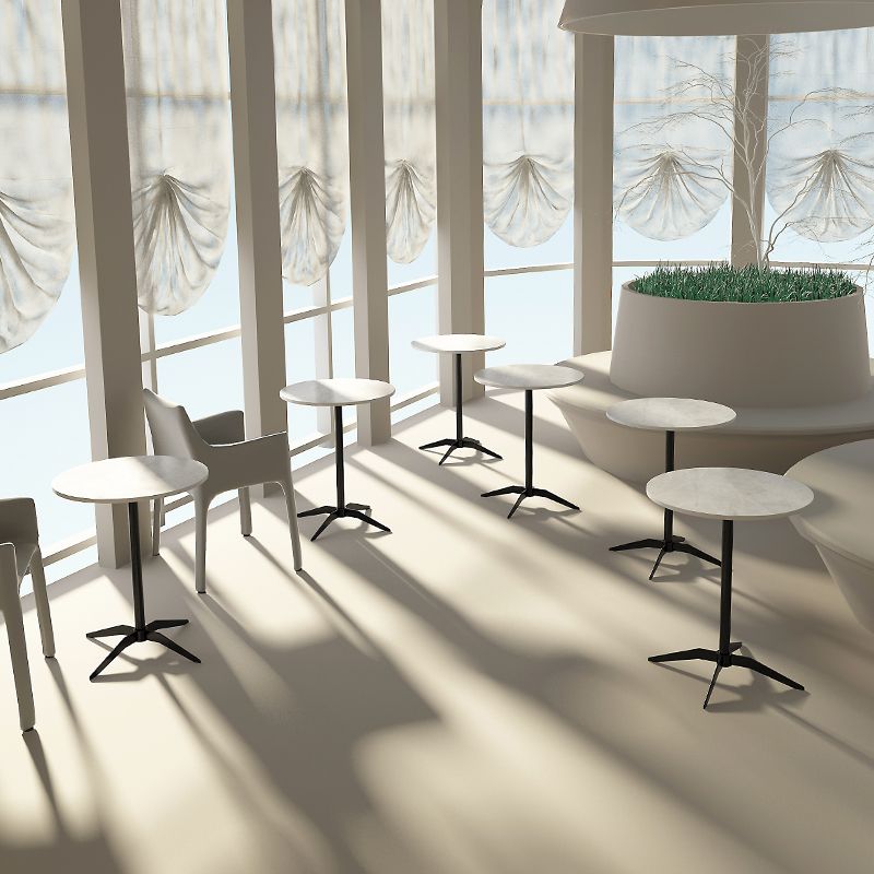 Modern Stone Cocktail Table with Black Pedestal Coffee Table - 21.7''/23.6''