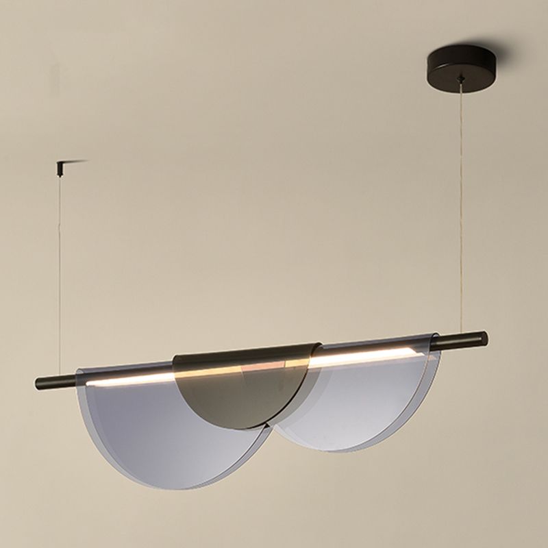 Lámpara de la isla de black metal moderna luz colgante de restaurante de geometría de 1 cabeza con sombra acrílica
