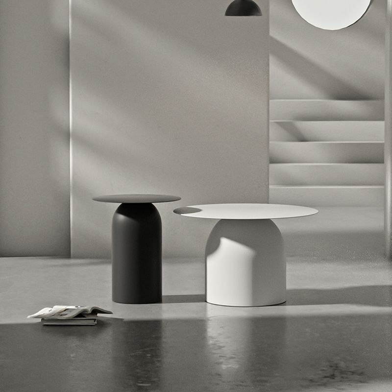 Mid-Century Modern Metal Coffee Table Round 1/2 Cocktail Table