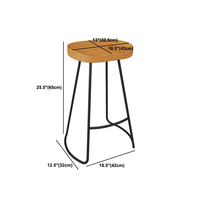 Industrial Style Bar-stool Wooden Counter Bar Stool with Metal Legs for Restaurant