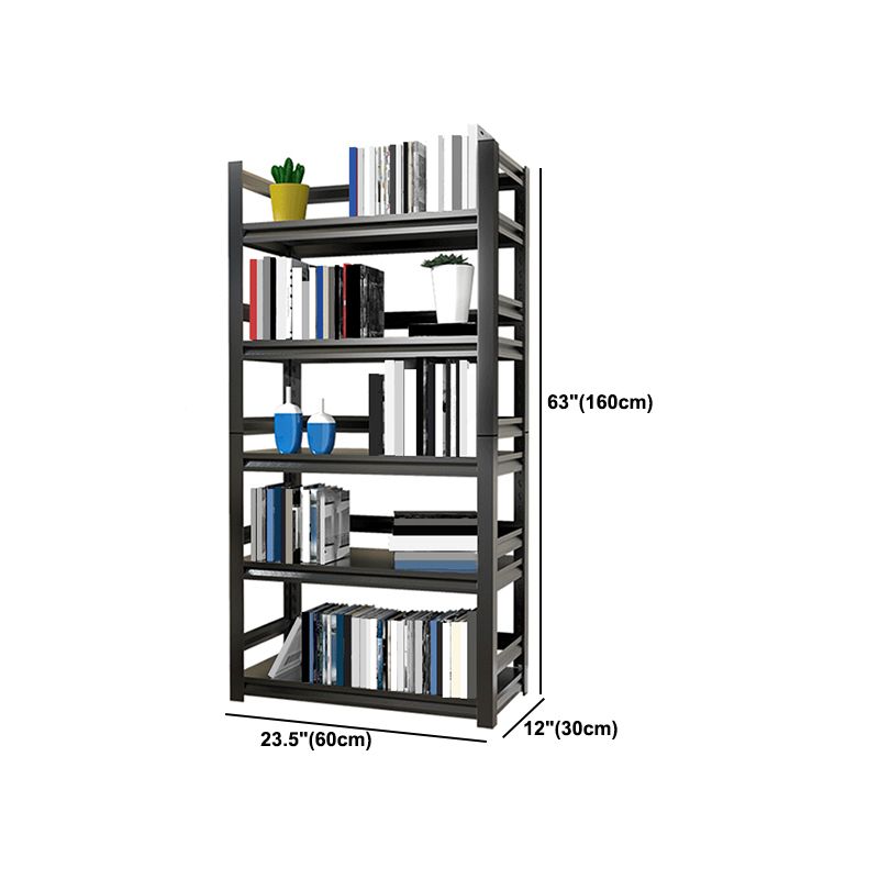 Open Black Metal Storage Bookshelf Modern Home Office Bookcase