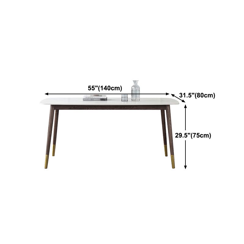 Rectangle 4 Legs Luxury Table White Sintered Stone Top Fixed Table