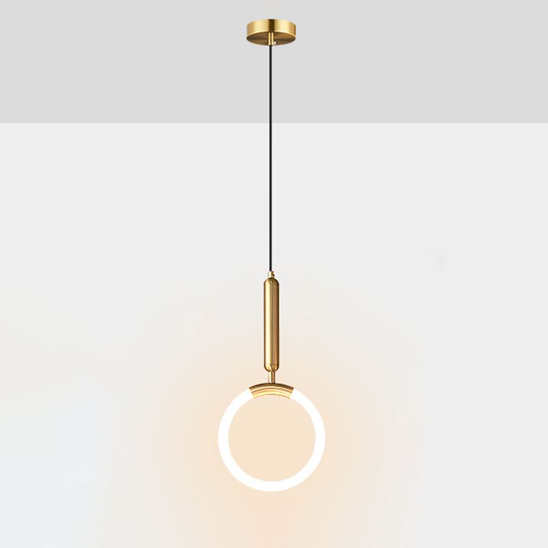 Geometric Suspension Pendant Light Minimalist Metal LED Bedroom Pendant Light Kit in Gold