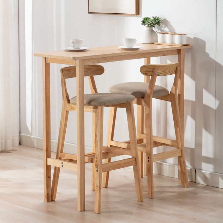 Modern Indoor Wood Top Rectangle Bar Stool Table with Footrest