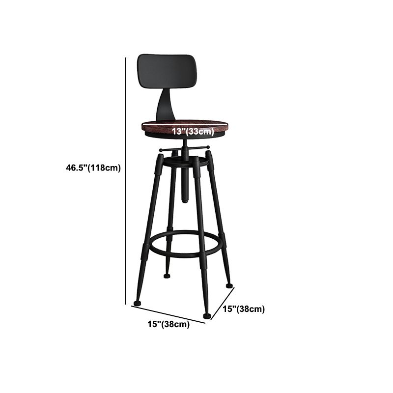 Contemporary Metal Barstool Wood Faux Leather Counter Stool in Matte Finish for Indoor