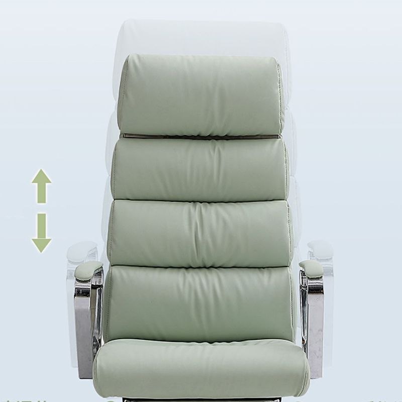 Fixed Arms Desk Chair Modern Leather Adjustable Seat Height Swivel Chair with Wheels