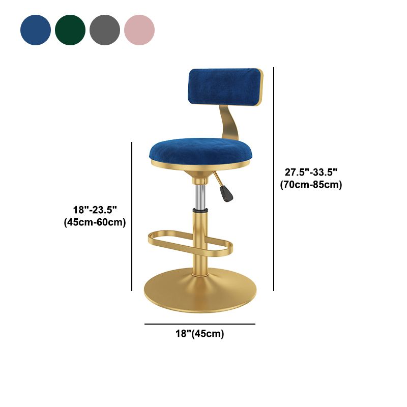 Glam Rotatable Backrest Counter Stool Steel Kitchen Bar Stool with Cushion and Pedal