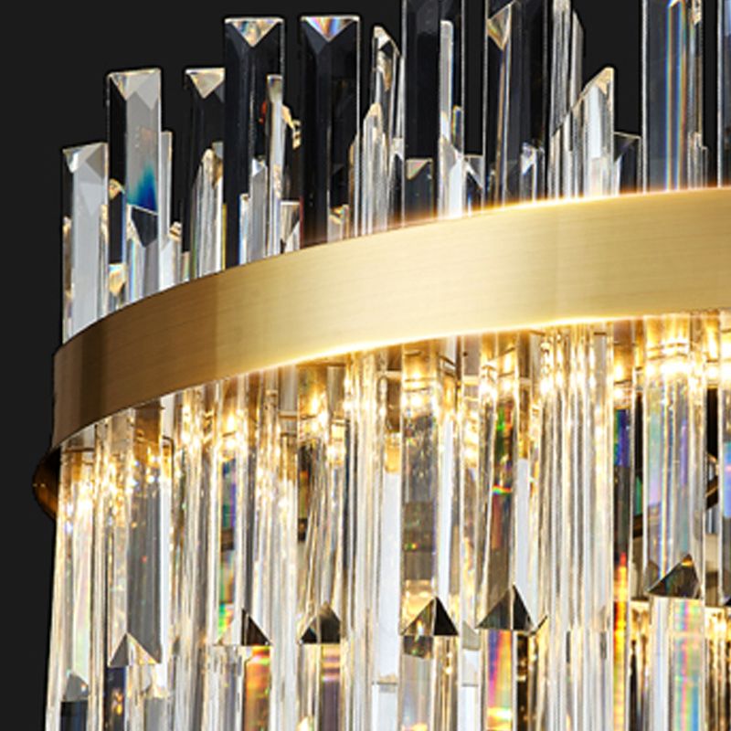 Round Shape Hanging Lights Crystal LED Chandelier in Gold for Living Room