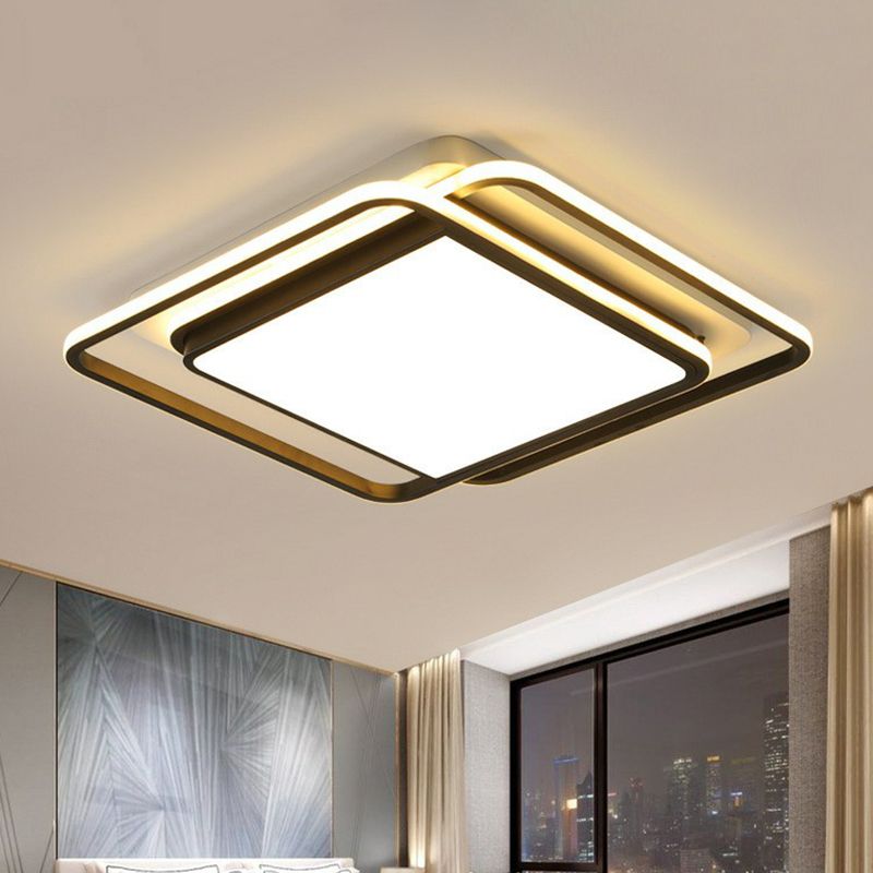 Acrylique Rhombus Flush Light Style Moderne Noir et Blanc Voyant d'ébullition Fixation du plafond