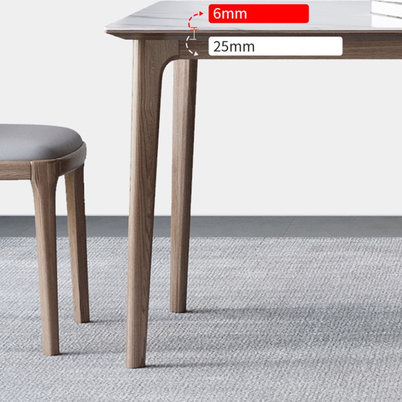 Medieval Modern Sintered Stone Table for Restaurant Rectangle Table with 4 Wood Legs