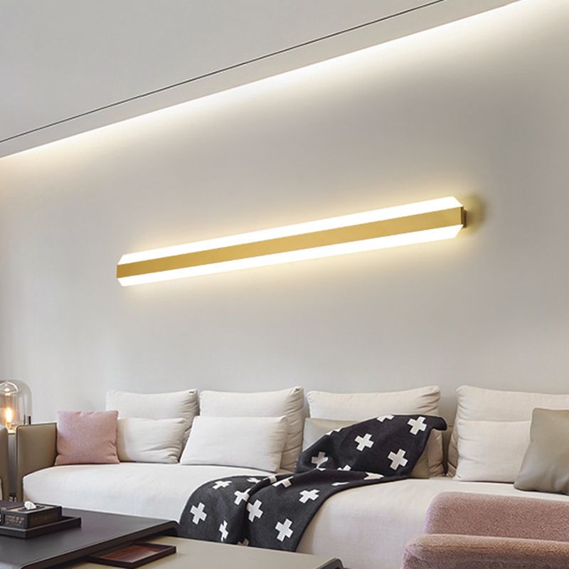Linear Acrylic Wall Mount Lamp Modern LED Gold Wall Light Fixture in Warm/White Light, 12"/16"/23.5" Wide