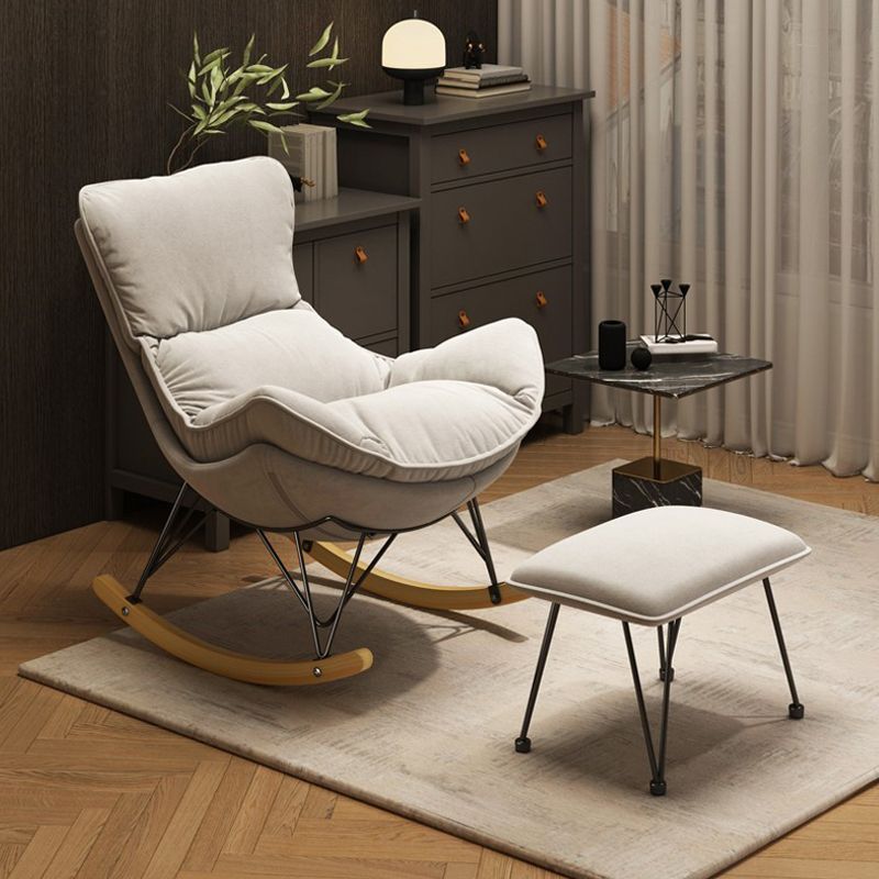Modern Upholstered Rocker Chair Metal Frame Spindle Rocker Chair with Ottoman