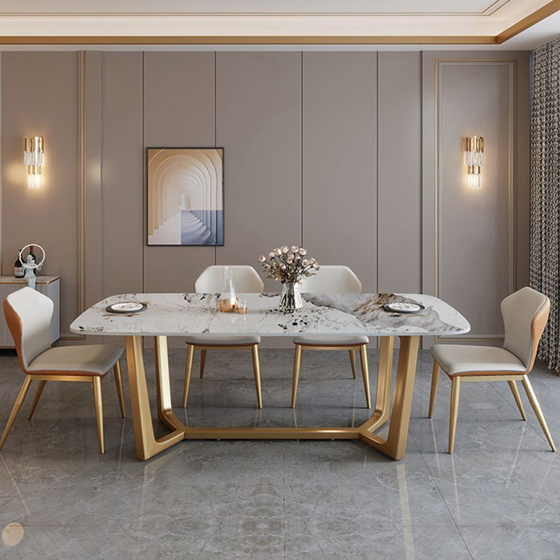 Glam 1/2/7 Pieces Dining Table Set with Sintered Stone Top Stainless Steel Dinette Set