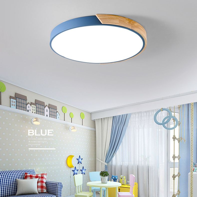 Plafonnier LED Macaron en acrylique, plafonnier circulaire en fer de Style nordique moderne pour salon