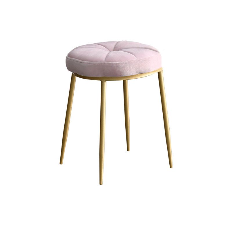 Velvet Upholstered Ottoman Velvet Colored Flower Shape Metal Frame Ottoman