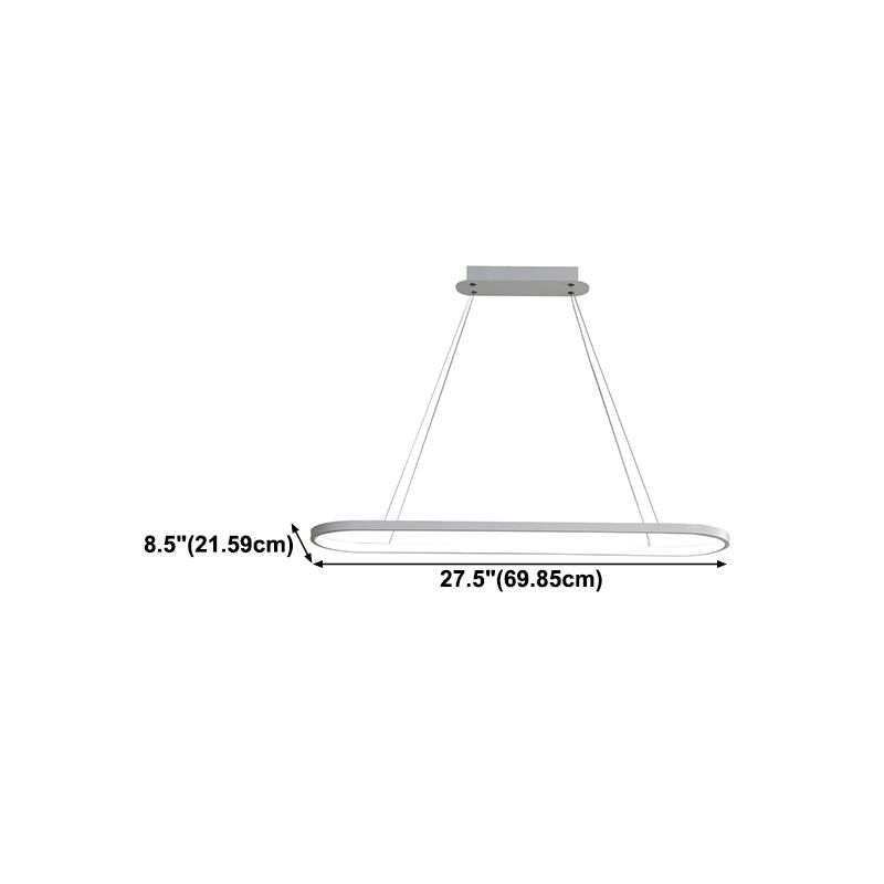 Contemporary Style Linear Shape Island Light Metal 1 Light Hanging Pendant Light in White