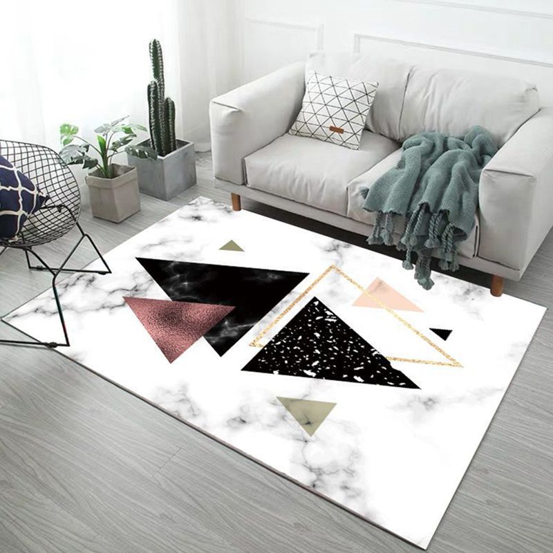 Contemporary Marble Print Rug Polyester Area Rug Washable Carpet for Living Room, Bedroom