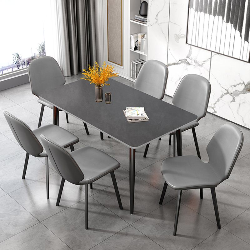 Rectangular Modern Style Sintered Stone Dining Table Dining Furniture with 4 Legs Metallic Base