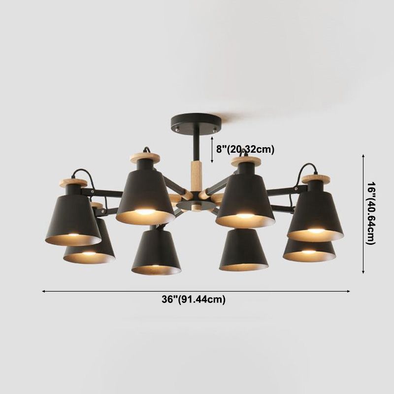 Estilo moderno de 8 luces colgantes lámparas de metal cónicos lámparas de metal cónico