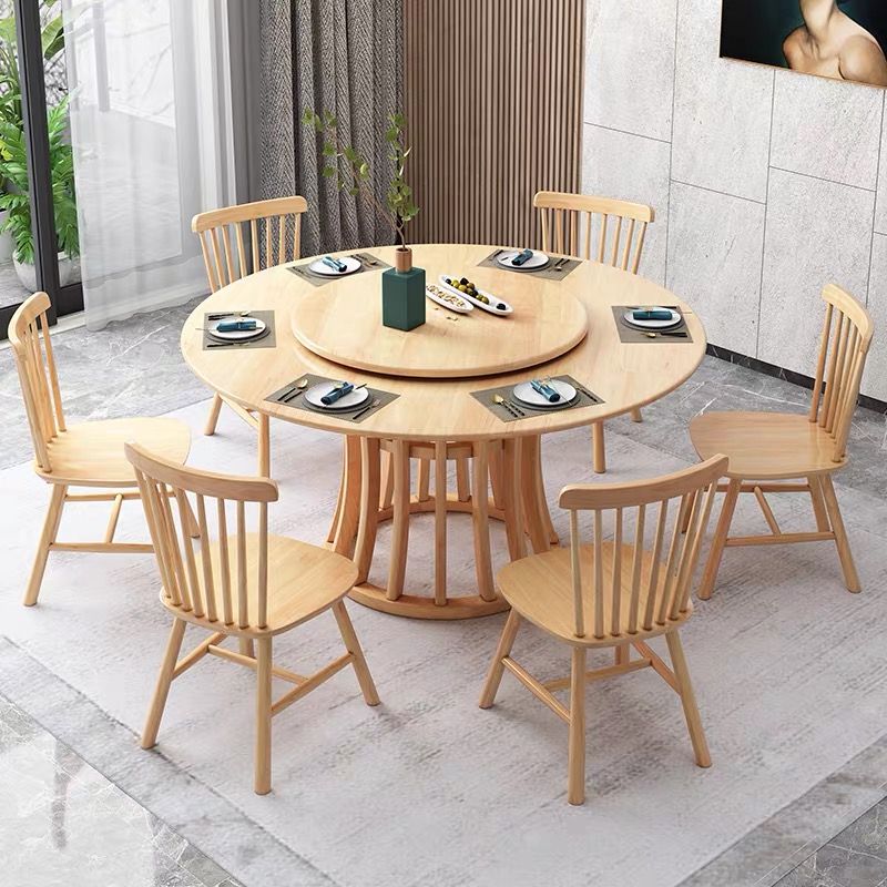 Rubberwood Solid Wood Table Round Dining Table for Kitchen Table