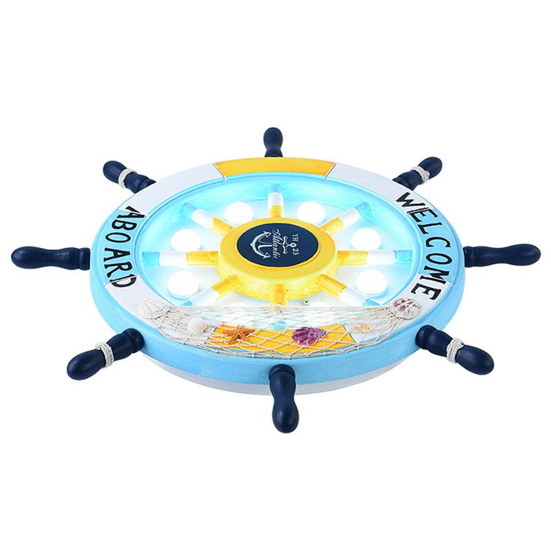 Mediterranean Flushmount Light Creative Cartoon Boat Rudder Personality Boy and Girl Bedroom Study Resin Energy-saving Lamps