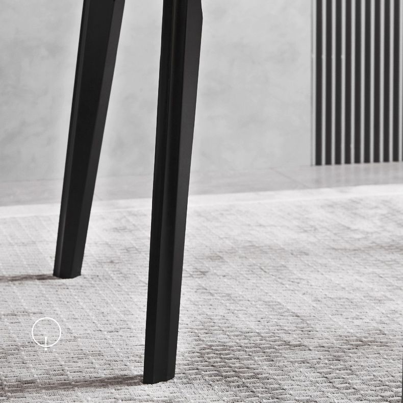 Fixed Minimalist Sintered Stone Top Kitchen Table Set of 4 Black Legs for Dining Room