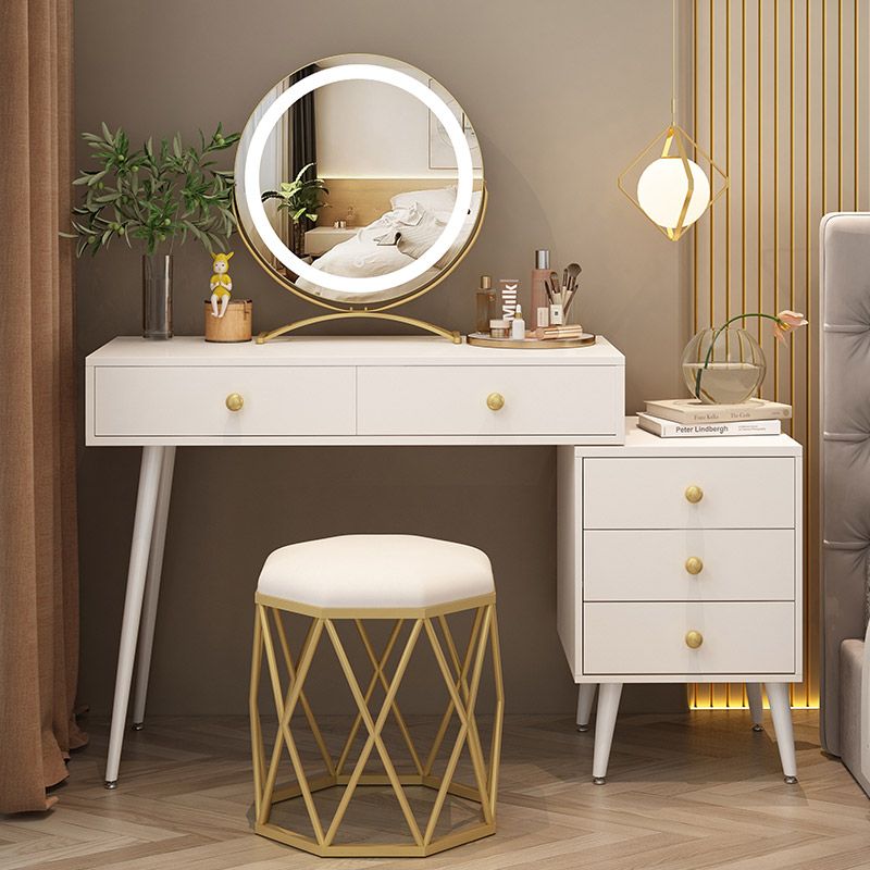 Modern White Solid Wood Makeup Vanity Desk Bedroom Vanity Dressing Table Set