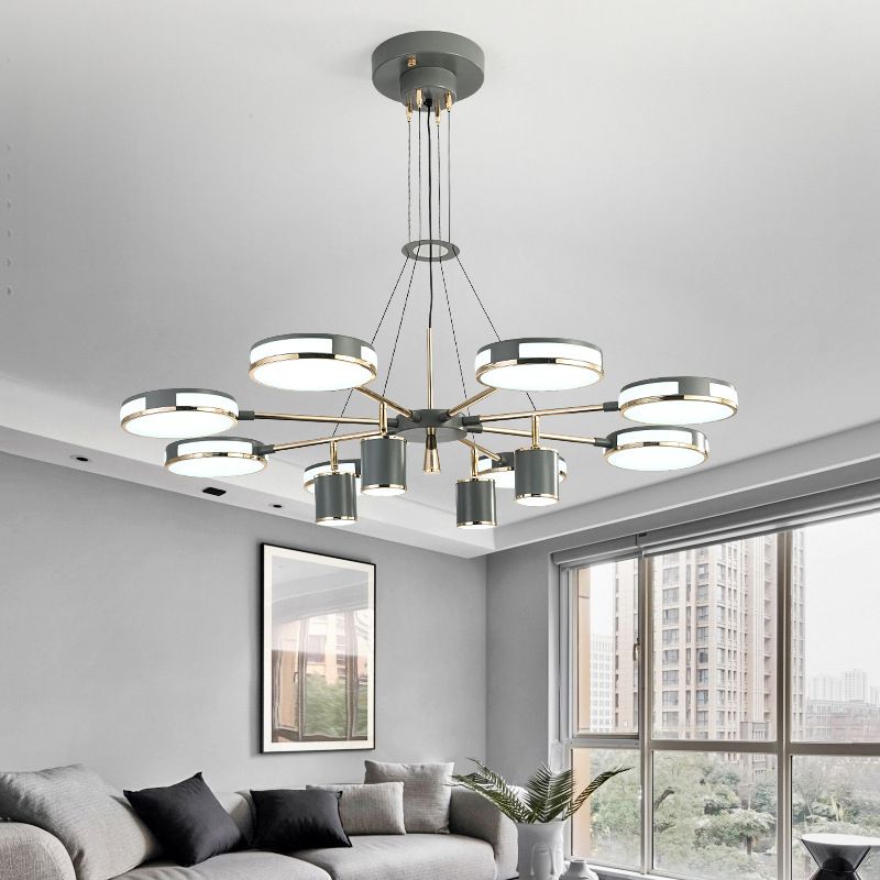 Sputnik LED Chandelier Creative Minimalist Acrylic Grey Hanging Light for Living Room