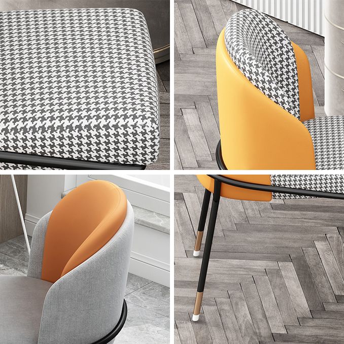 Sillas sin brazos de comedor de metal Glam, sillas tapizadas de comedor para restaurante
