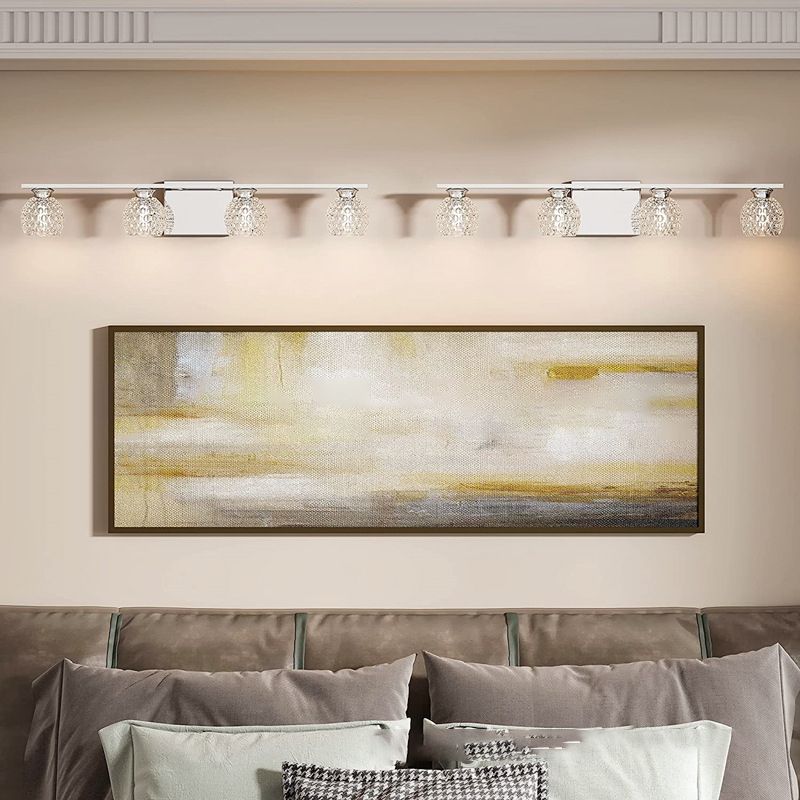 Silver Modern Metal Wall Sconce Ball Shape Vanity Lamp with Glass Shade for Bathroom