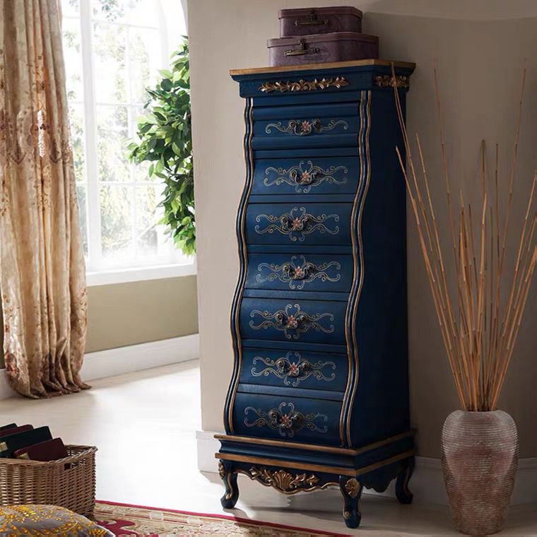 Traditional Storage Chest Solid Wood Dresser with 7 Drawers , 16.5 Inch Width