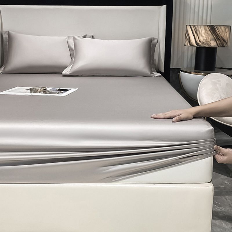 Solid Color Fitted Sheet Standard Pocket Bed Sheet Breathable Sheet