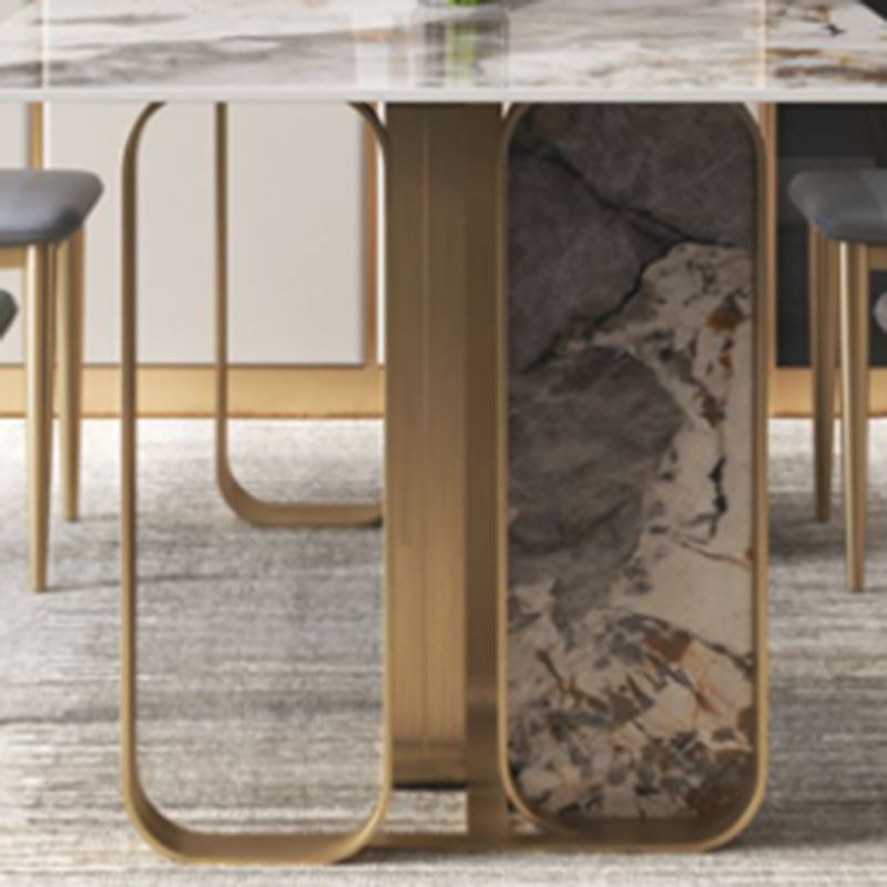 Luxurious Rectangle Dining Set 1/2/3/5/6/7/9 Pieces Sintered Stone Top Dinette Table Set