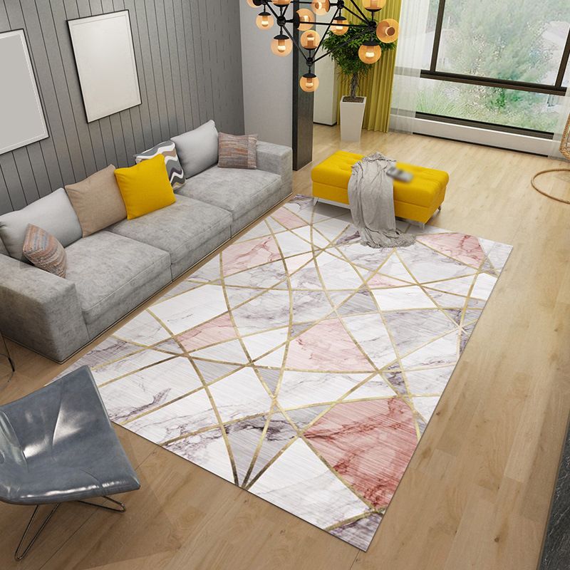 Simplicity Indoor Rug Leisure Marble Print Carpet Polyester Stain Resistant Carpet for Home Decor