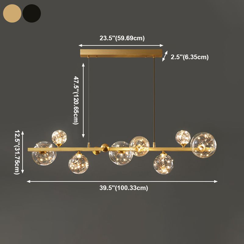 Contemporary Sphere Pendant Lights Glass Island Chandelier for Dining Room