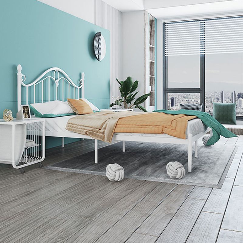 Contemporary Wire-Grid Open-Frame Bed with Metal Arched Headboard