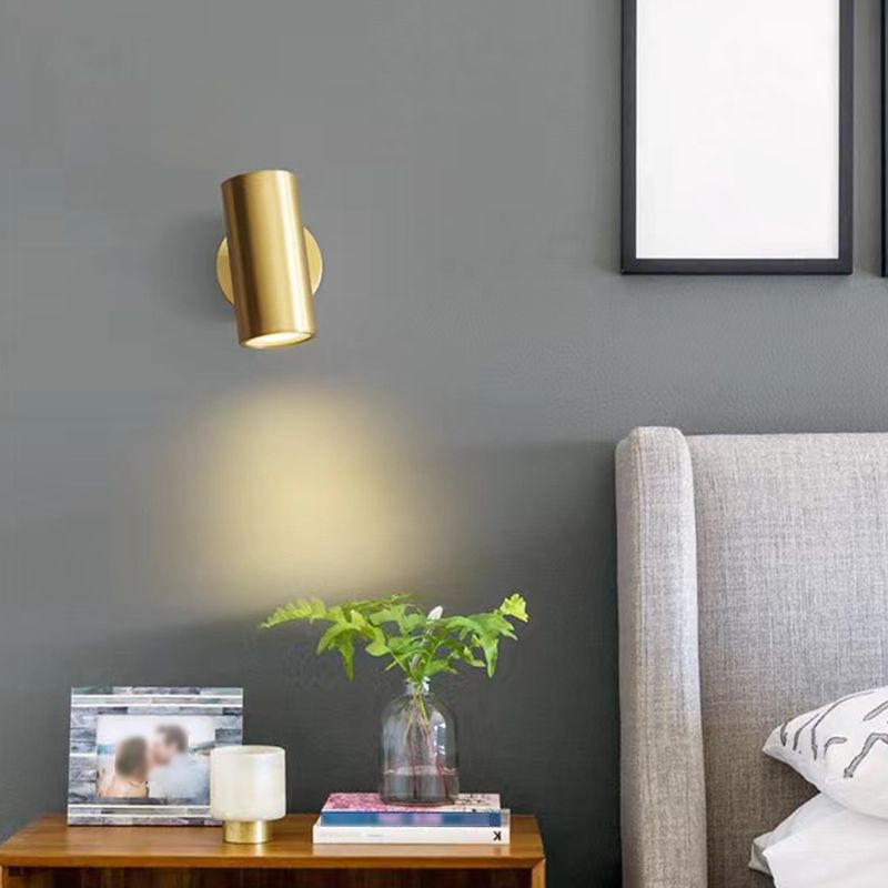 Modern Wall Sconce Cylinder Shape Wall Light with Metal Shade for Bedroom