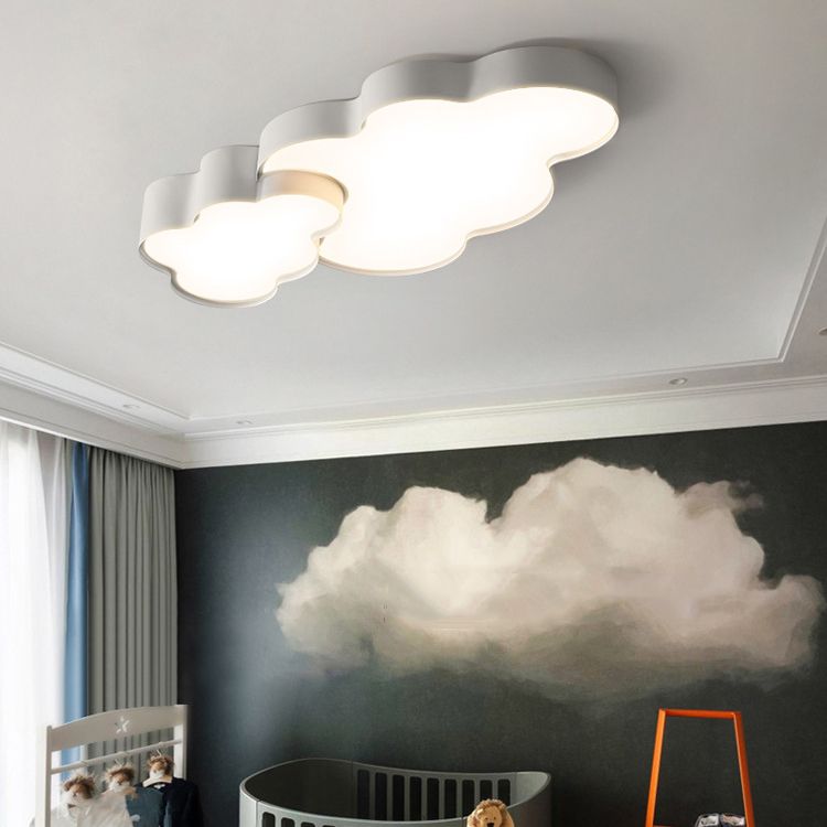 Cloud Shape Flush Light Modern Style Metal 1/2 Lights Flush Mount in White