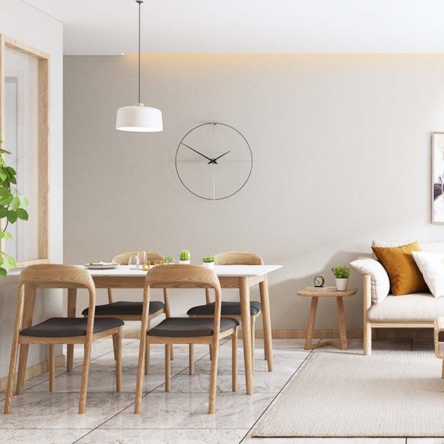Mid-Century Dining Table with Ash Wood Frame White Stone Top Table