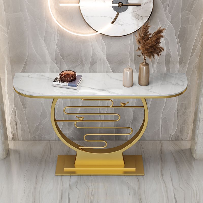 Half Moon Marble/metal Scratch Resistant Console Table for Hall