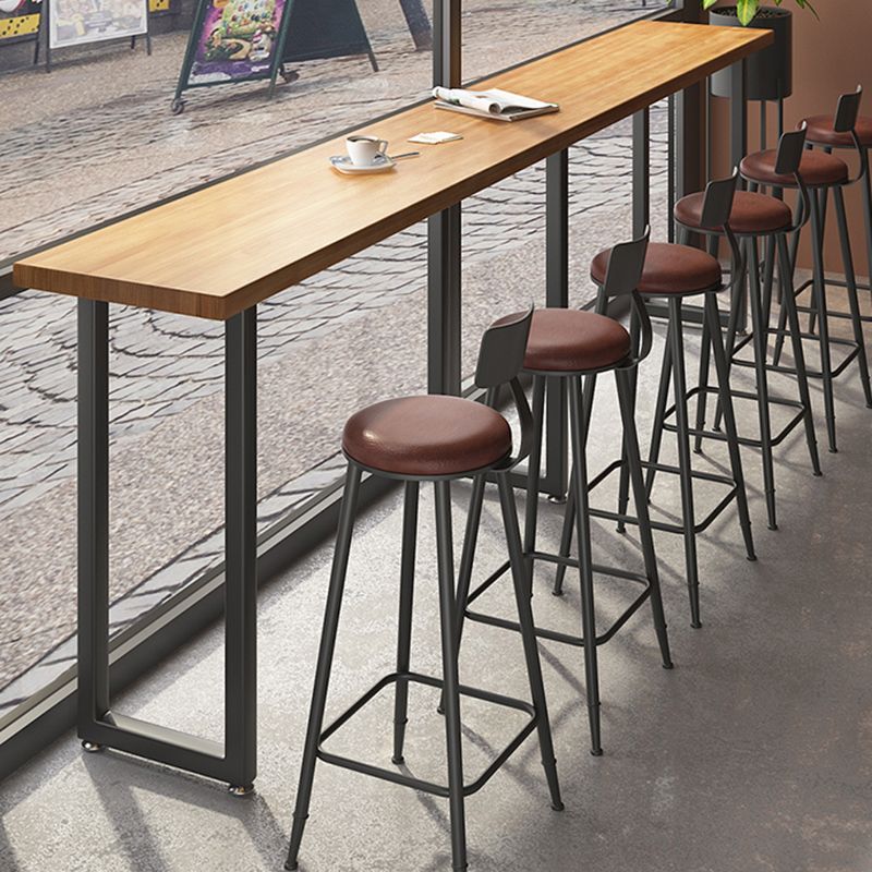 Industrial Style Rectangle Bar Table Solid Wood Fixed Bar Dining Table for Indoor