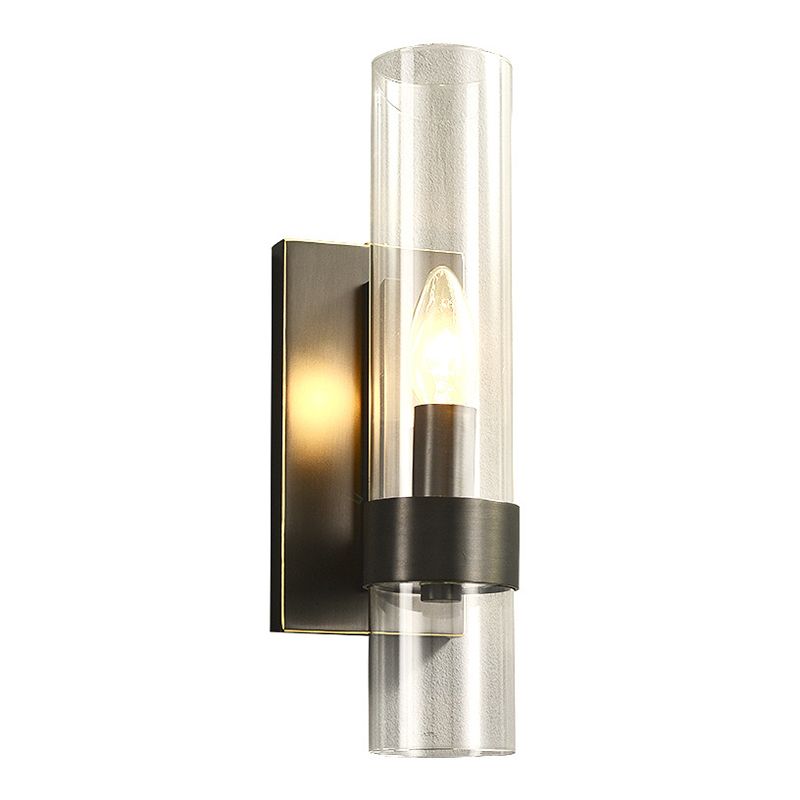 Cylinder Shape Glass Wall Light Industrial Style 1 Light Wall Light Sconce