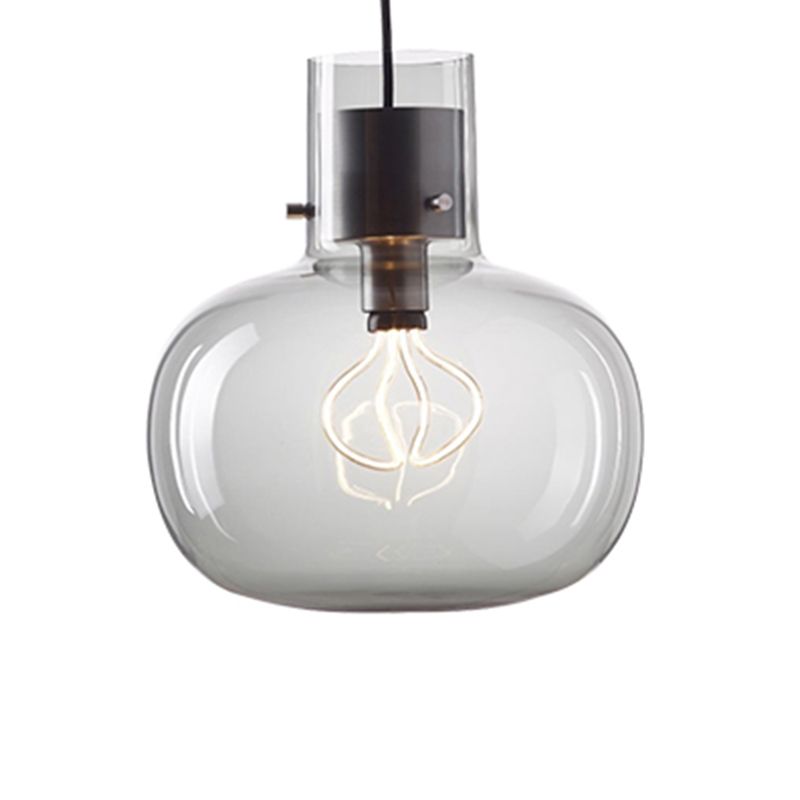 Glass Drum Pendant Light in Modern Creative Style Wrought Iron Hanging Lamp for Interior Spaces