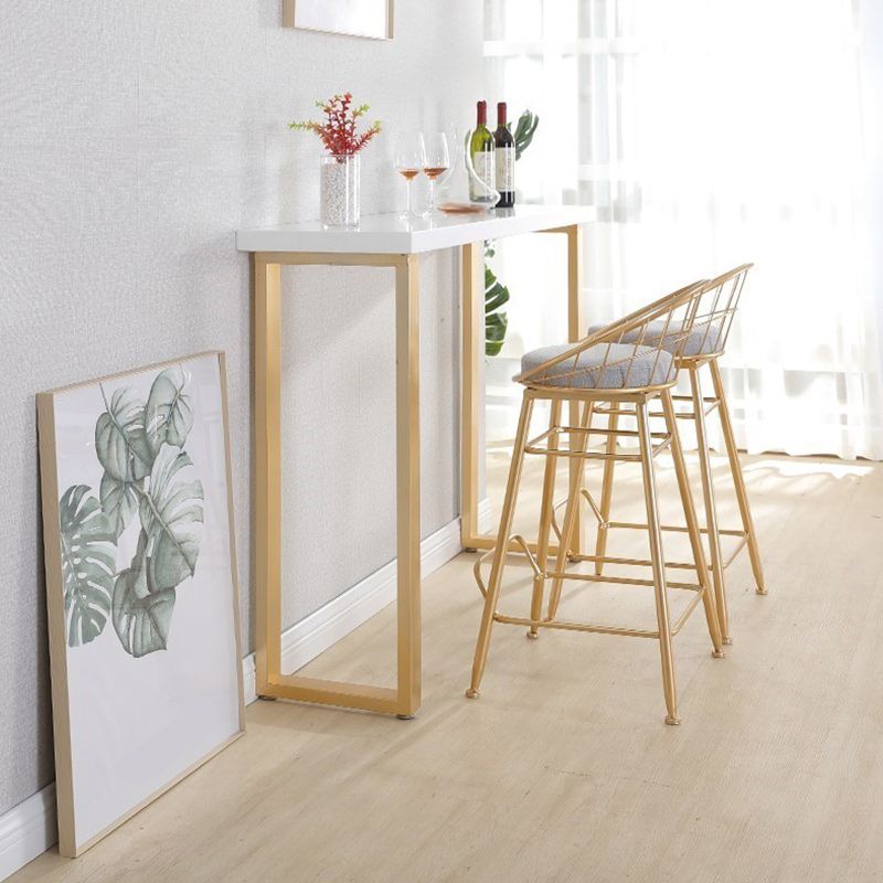 Wood Bar Dining Table Glam Rectangle Bar Table with Double Pedestal for Dining Room