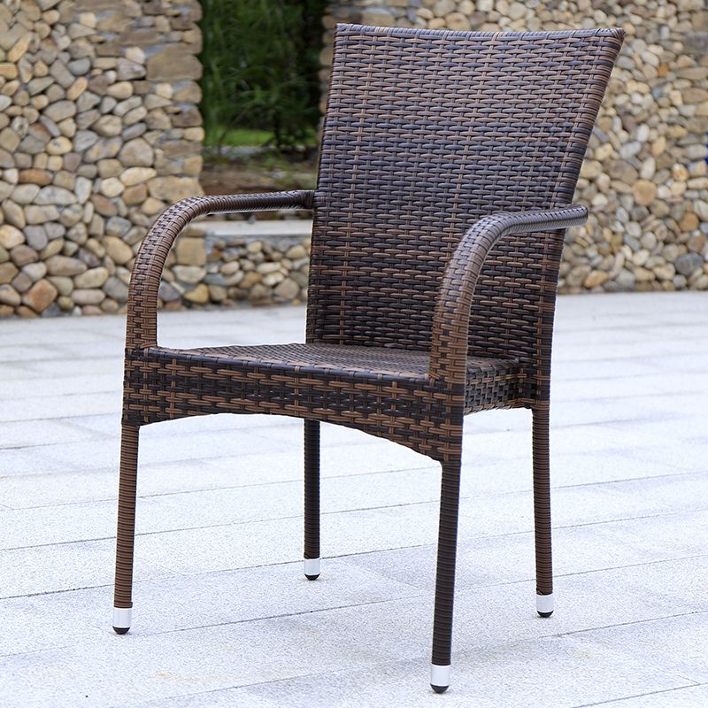 Tropical Brown Patio Dining Chair with Arm Outdoors Dining Chairs