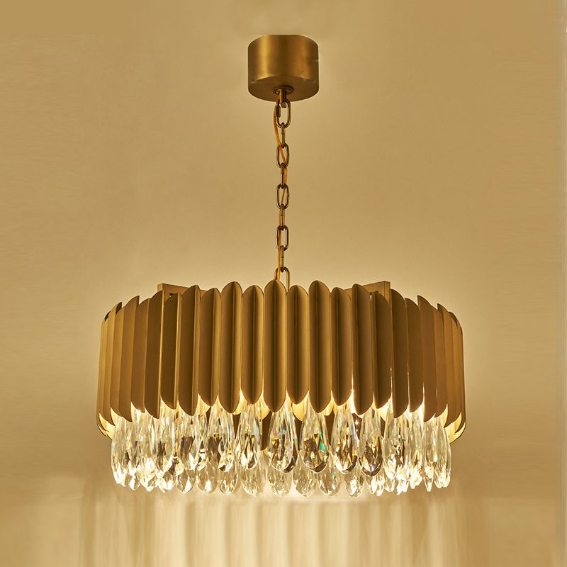 Contemporary Style Geometry Shape Chandelier Lights 9 Light Crystal Hanging Lights