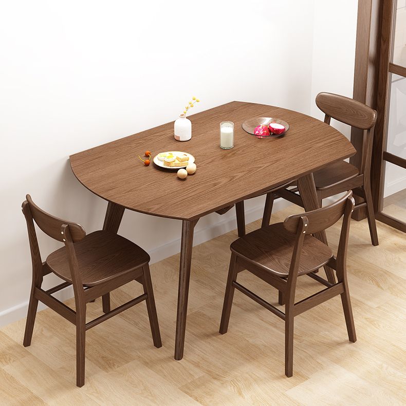 Extendable Round Dining Table for Restaurant Modern Rubber Wood Table with 4 Legs