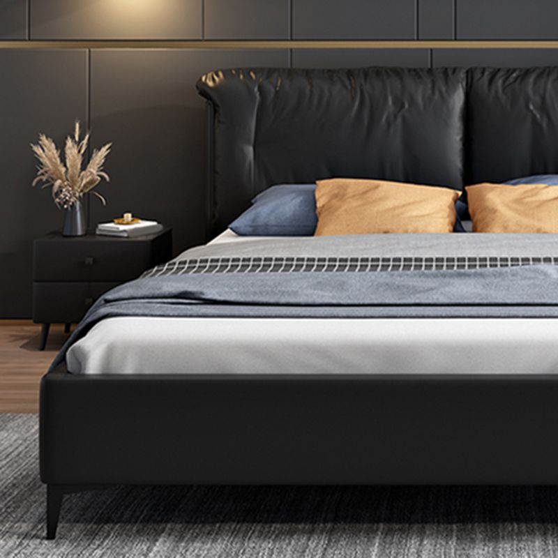 Pine Wood Standard Bed Wood and Upholstered Bed with Custom Legs