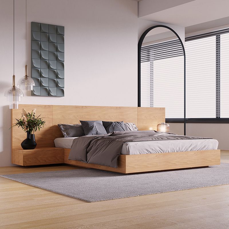 Lift Up Storage Panel Bed Rectangular Panel Platform Bed Natural