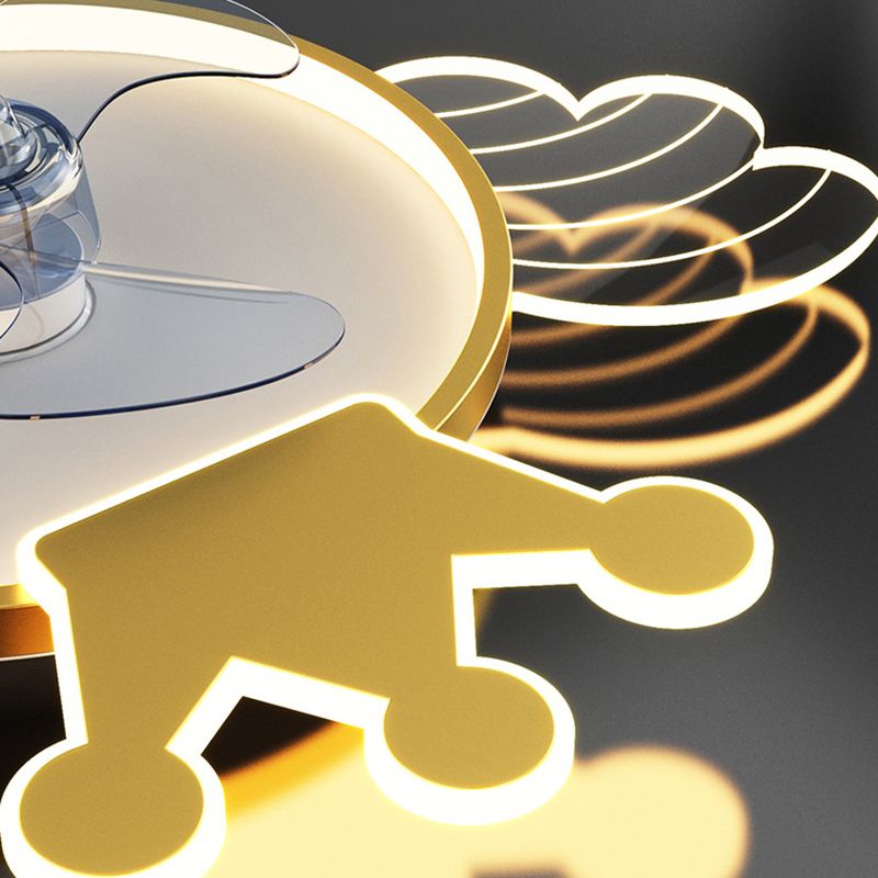 Acryl ventilator plafond lichtvleugel en kroon cartoon led semi-flush mount licht voor babykamer